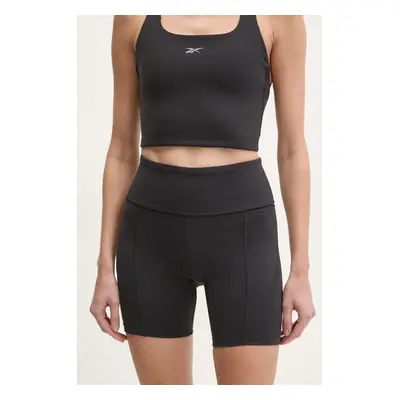 Tréninkové šortky Reebok LUX Collection černá barva, hladké, high waist, 100214845