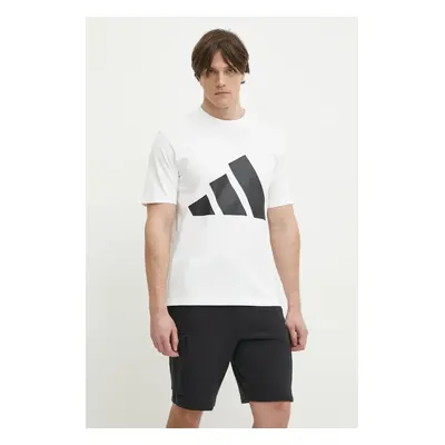 Bavlněné tričko adidas Essentials bílá barva, s potiskem, JE8943