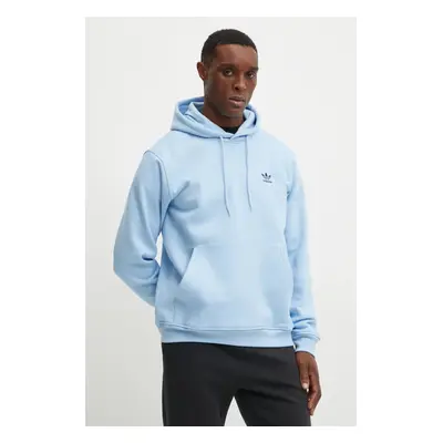 Mikina adidas Originals Essential pánská, modrá barva, s kapucí, s aplikací, JN0238