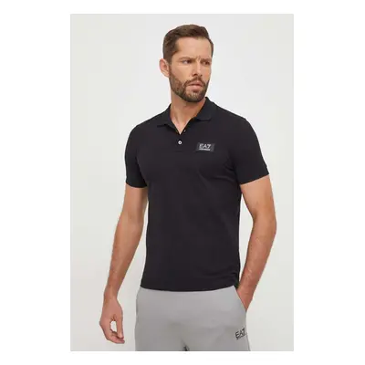 Bavlněné polo tričko EA7 Emporio Armani černá barva