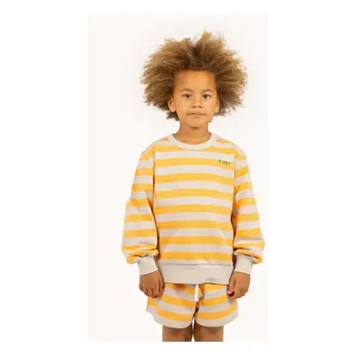 Dětská bavlněná mikina Tinycottons STRIPES SWEATSHIRT oranžová barva, vzorovaná, SS25-125