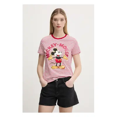 Bavlněné tričko Desigual MICKEY MOUSE červená barva, 25SWTKAI