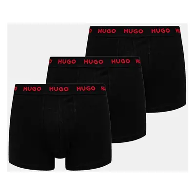 Boxerky HUGO 3-pack pánské, černá barva, 50532611