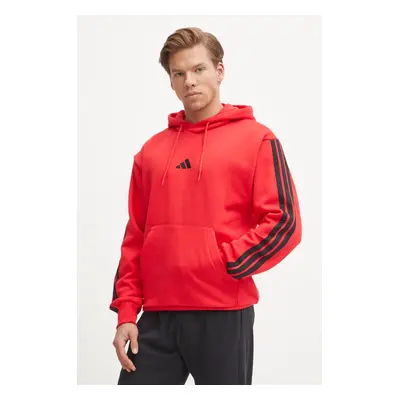 Mikina adidas Essentials pánská, červená barva, s kapucí, s aplikací, JE6298