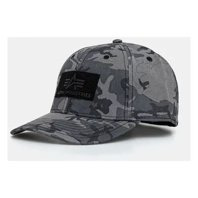 Bavlněná baseballová čepice Alpha Industries VLC Cap Camo šedá barva, 168903C