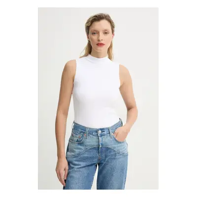 Top Levi's EFFORTLESS TANK bílá barva, s pologolfem, 001J9