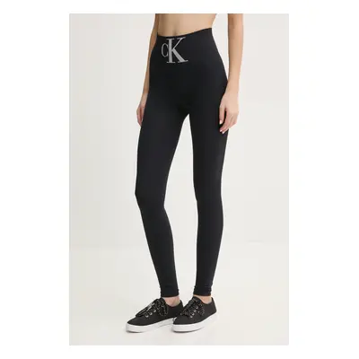 Legíny Calvin Klein Jeans dámské, černá barva, s potiskem, 701233380