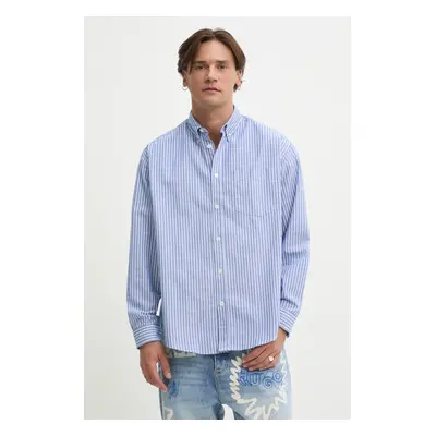 Bavlněná košile Hugo Blue modrá barva, relaxed, s límečkem button-down, 50534183