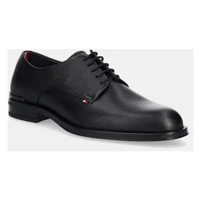 Kožené polobotky Tommy Hilfiger CORE HILFIGER LEATHER SHOE pánské, černá barva, FM0FM05375