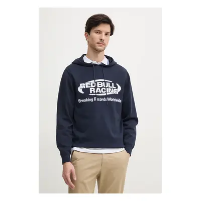 Bavlněný svetr Red Bull Racing x Pepe Jeans INTARSIA HOODY tmavomodrá barva, lehký, RM700010