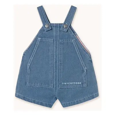 Dětské lacláče Tinycottons BABY GRAPHIC DENIM DUNGAREE modrá barva, SS25-244