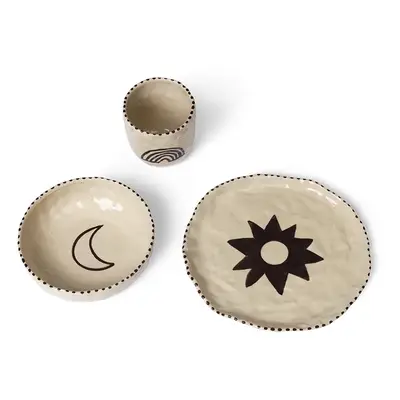 Dětský snídaňový set ferm LIVING Naive Ceramic Set 3-pack béžová barva