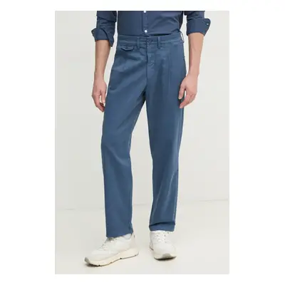 Kalhoty Pepe Jeans RELAXED COMFORT PLEATED CHINO pánské, modrá barva, ve střihu chinos, PM211803