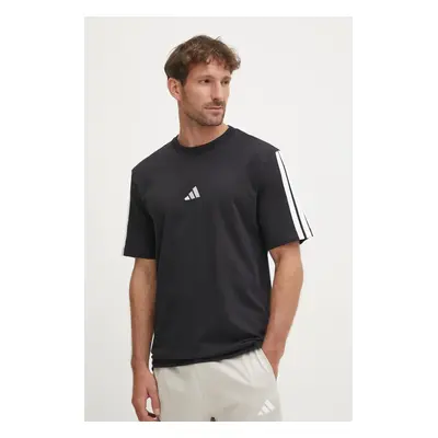 Bavlněné tričko adidas Essentials černá barva, s aplikací, JW1949