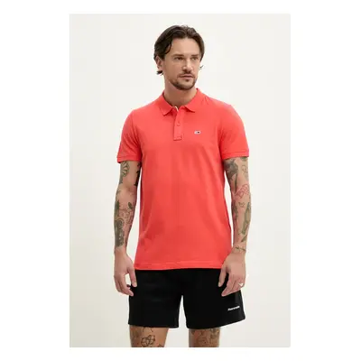 Bavlněné polo tričko Tommy Jeans oranžová barva, DM0DM20676