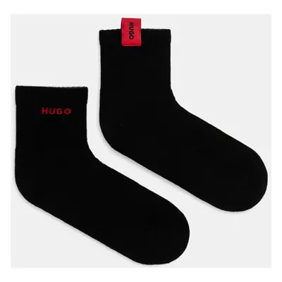 Bavlněné ponožky HUGO 2-pack černá barva, 50531469