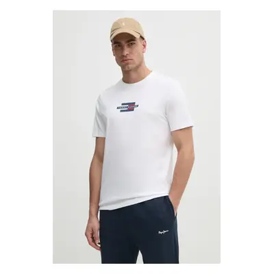 Bavlněné tričko Tommy Hilfiger bílá barva, s potiskem, MW0MW38636