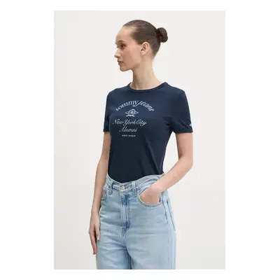 Bavlněné tričko Tommy Jeans tmavomodrá barva, DW0DW20323