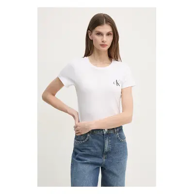 Bavlněné tričko Calvin Klein Jeans 2-pack bílá barva, J20J219734