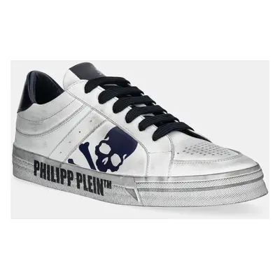 Kožené sneakers boty Philipp Plein Lo-Top Retrokickz TM bílá barva, USC0634 PLE005N 0114