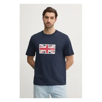 Bavlněné tričko Pepe Jeans UNION TEE tmavomodrá barva, s potiskem, PM509790