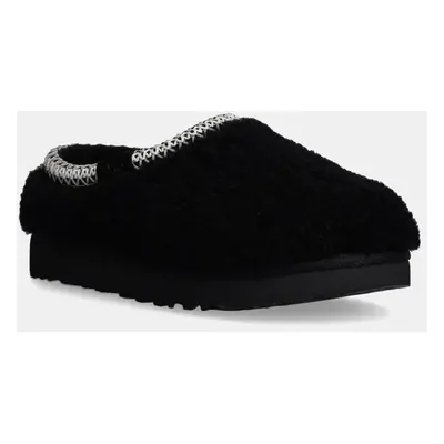 Pantofle UGG Tasman Maxi Curly černá barva, 1158356-BLK