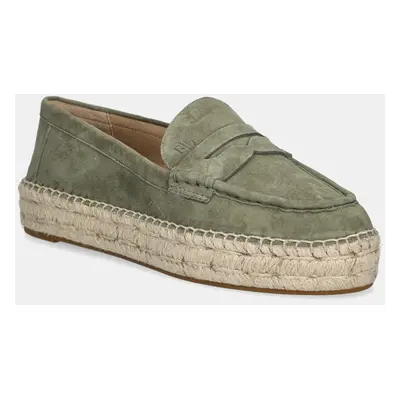 Semišové espadrilky Lauren Ralph Lauren Luize Loafer zelená barva, 802953958008