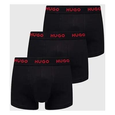 Boxerky HUGO 3-pack pánské, černá barva, 50469766