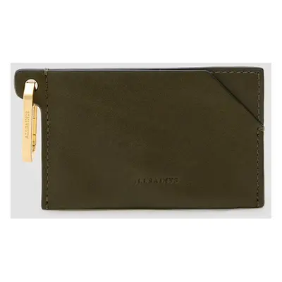 Kožené pouzdro na karty AllSaints HEX CARDHOLDER zelená barva, W398XB