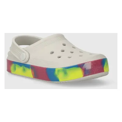 Dětské pantofle Crocs OFF COURT GLITTER BAND CLOG šedá barva