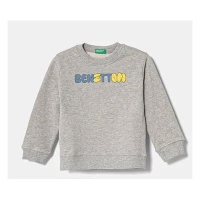 Dětská bavlněná mikina United Colors of Benetton šedá barva, s potiskem, 3J70G10HW