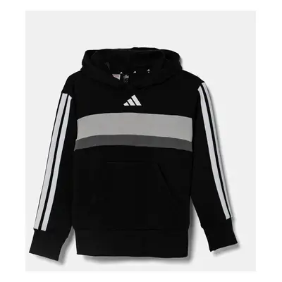 Dětská mikina adidas černá barva, s kapucí, s potiskem, JC7480