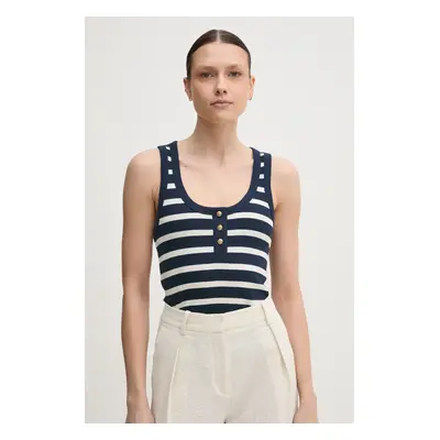 Top Tommy Hilfiger tmavomodrá barva, WW0WW43920