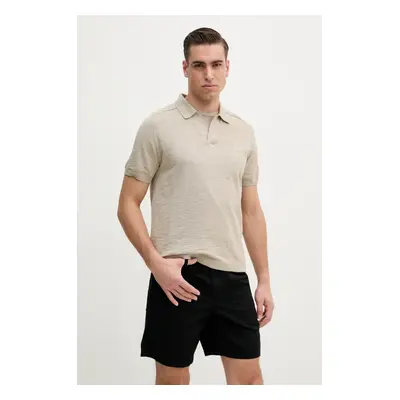 Bavlněné polo tričko Calvin Klein béžová barva, K10K114087