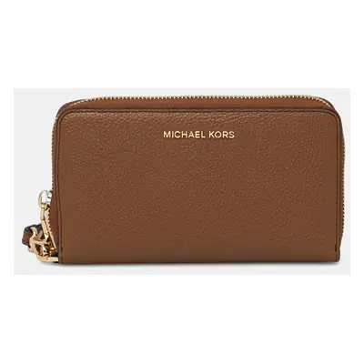 Kožená peněženka MICHAEL Michael Kors hnědá barva, 32F6GM9E3L