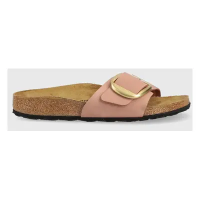 Kožené pantofle Birkenstock Madrid Big Buckle dámské, růžová barva, 1024039