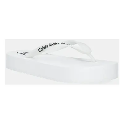 Žabky Calvin Klein Jeans BEACH SANDAL FLATFORM TPU dámské, bílá barva, na platformě, YW0YW01830