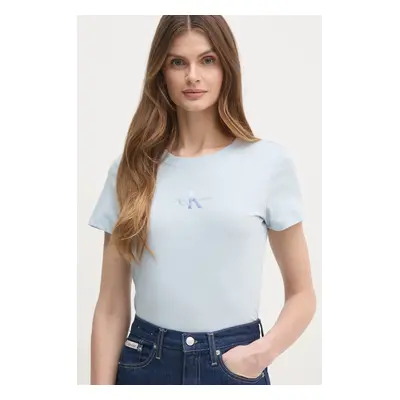 Tričko Calvin Klein Jeans modrá barva, J20J225252