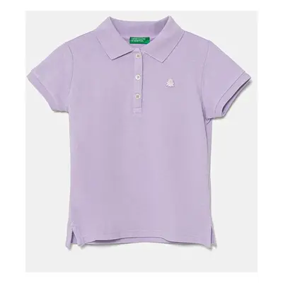 Dětské polo tričko United Colors of Benetton fialová barva, s límečkem, 3WG9G300A