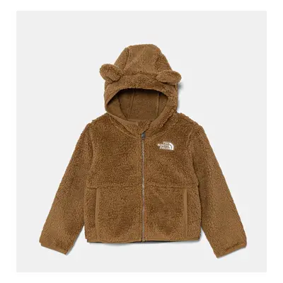 Dětská fleecová mikina The North Face CAMPSHIRE F/Z HOODIE hnědá barva, s kapucí, NF0A88VR1731