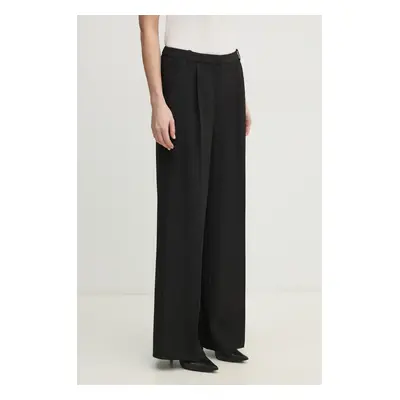 Kalhoty Calvin Klein dámské, černá barva, široké, high waist, K20K208214