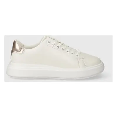 Kožené sneakers boty Calvin Klein CUPSOLE LACE UP LEATHER bílá barva, HW0HW01987