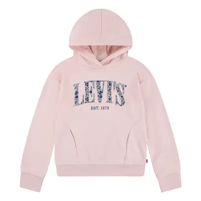 Dětská mikina Levi's SEASONAL HOODIE růžová barva, s kapucí, s potiskem, 4EM195