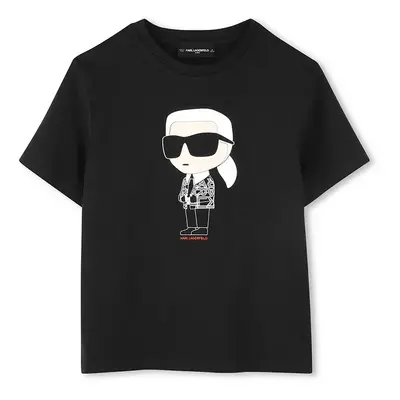 Dětské bavlněné tričko Karl Lagerfeld černá barva, s potiskem, Z30438