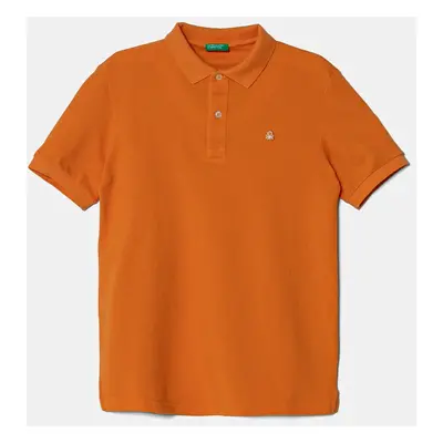 Dětská bavlněná polokošile United Colors of Benetton oranžová barva, 3089C300Q