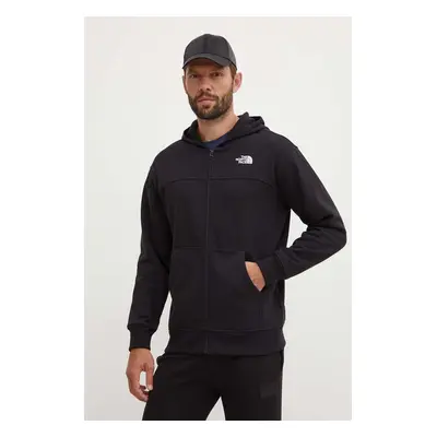 Mikina The North Face M Essential Fz Hoodie pánská, černá barva, s kapucí, s aplikací, NF0A87FBJ