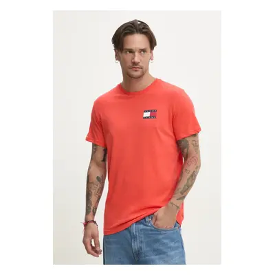 Bavlněné tričko Tommy Jeans oranžová barva, s potiskem, DM0DM20740