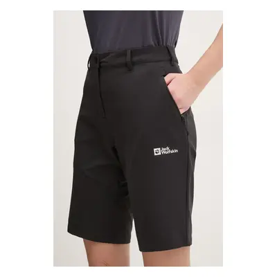 Outdoorové šortky Jack Wolfskin Pico Trail černá barva, high waist, A63909