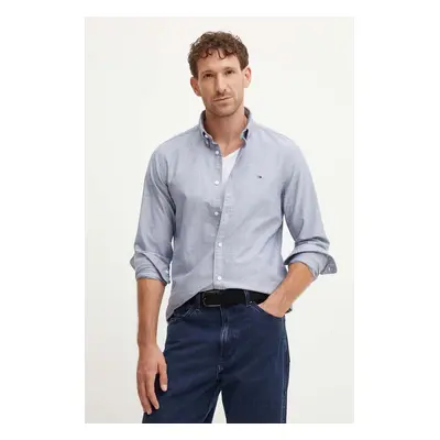 Bavlněná košile Tommy Hilfiger tmavomodrá barva, slim, s límečkem button-down, MW0MW35769