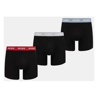 Boxerky HUGO 3-pack pánské, černá barva, 50532613